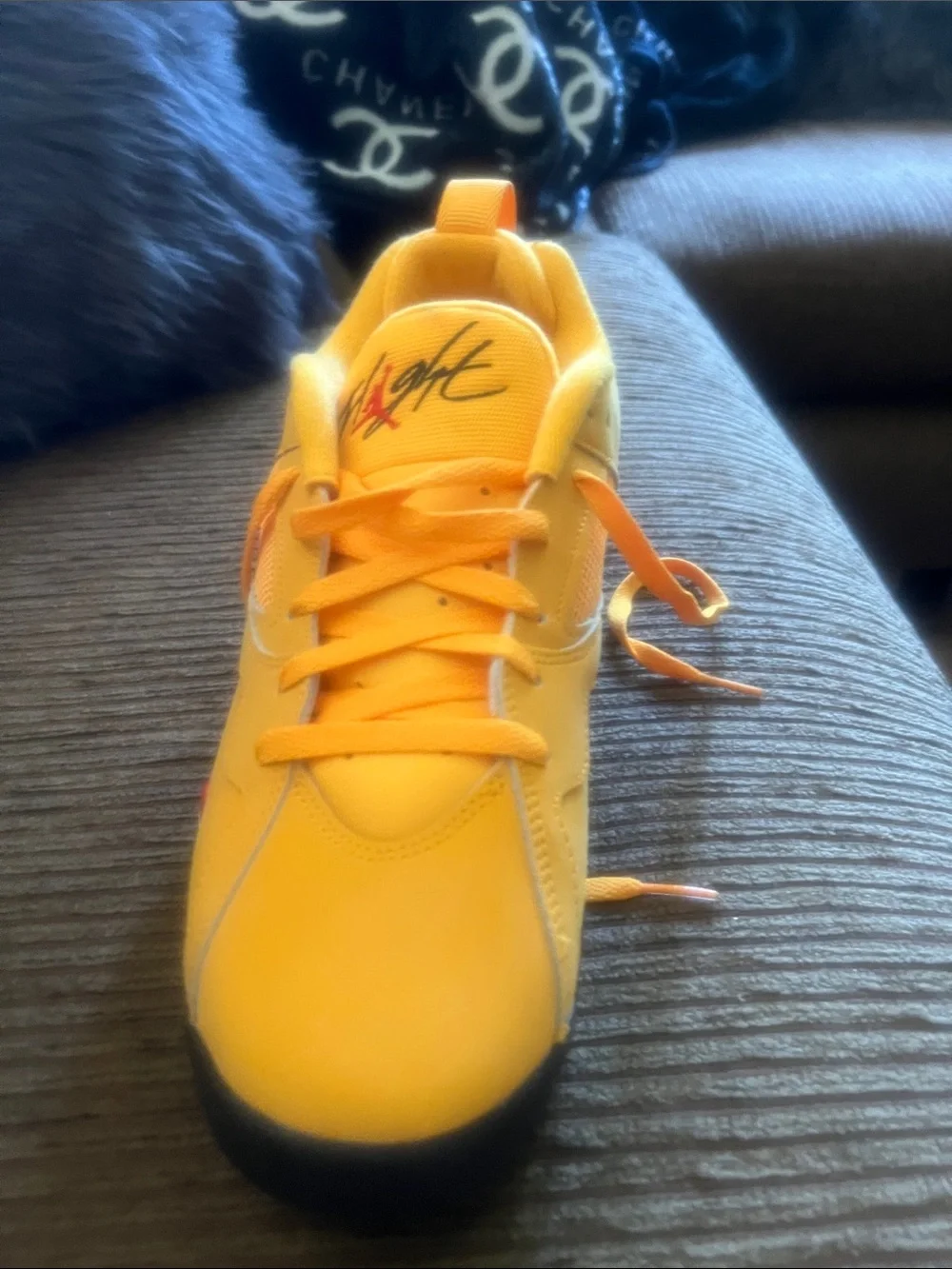 Jordan Low-Top Sneaker in Bright Yellow with Black & Red Accents